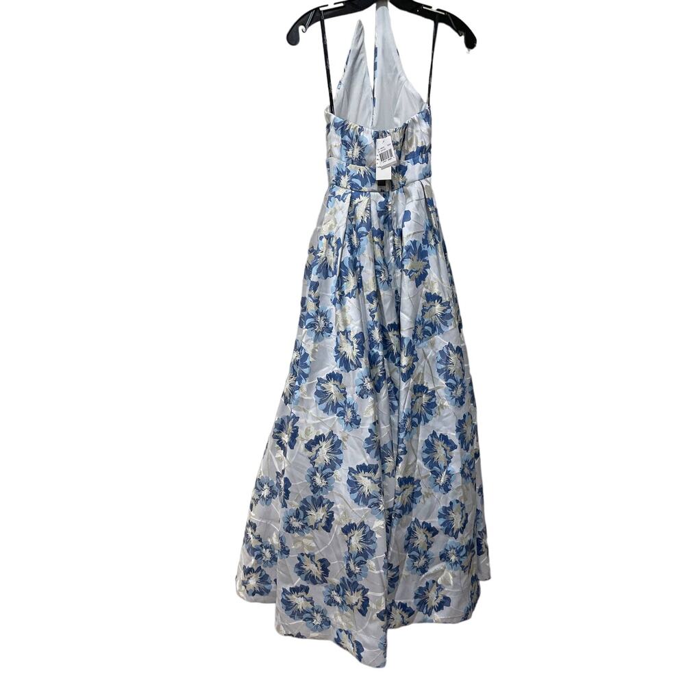 Speechless Blue Metallic Halter Evening Formal Dress Gown Size 0 New with Tags - Picture 9 of 10